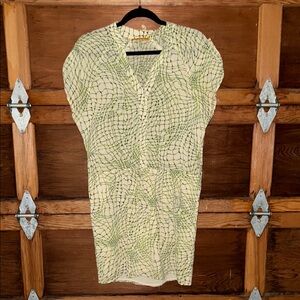 Alice + Olivia Abstract Green and Cream Dress